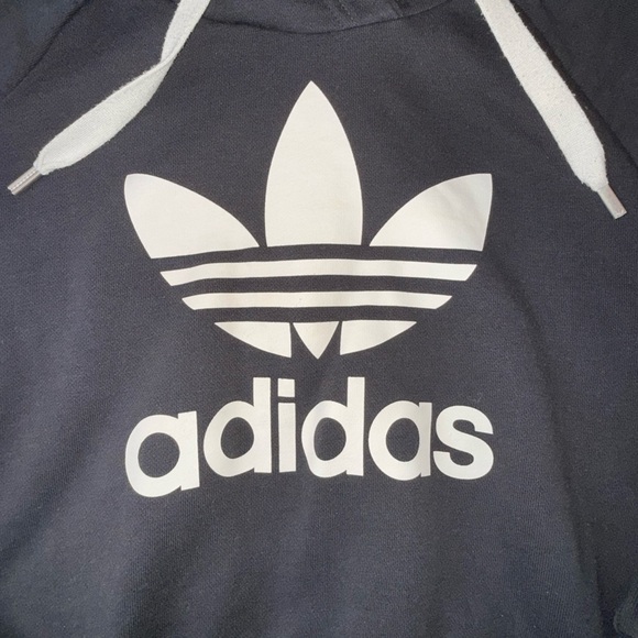 Adidas Black and White Cropped Hoodie, S - Picture 3 of 8